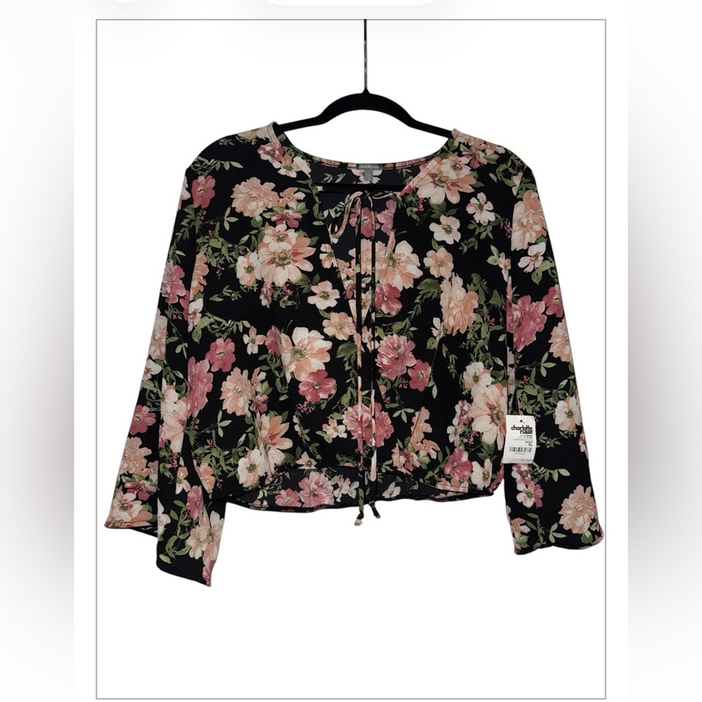 Charlotte Russe Black and Pink Floral Blouse